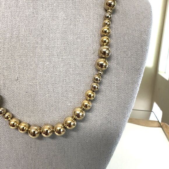 Karla Jordan Golden Metal Graduating Bead Necklace 20" Statement Vintage Stunner - Picture 3 of 7